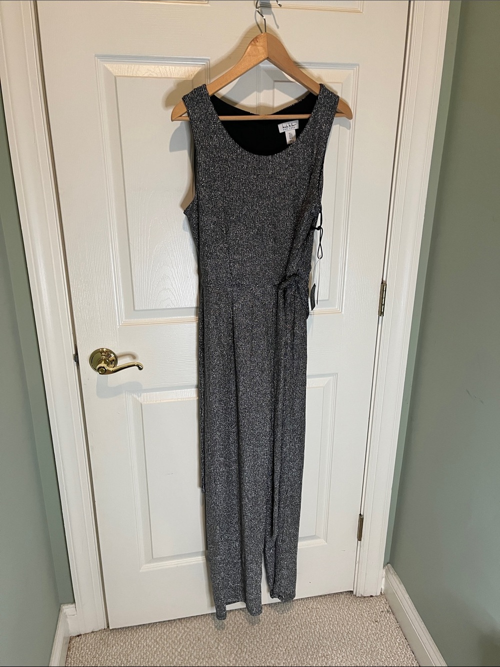 Nicole Miller runway Charcoal Gray Sleeveless Knit Jumpsuit